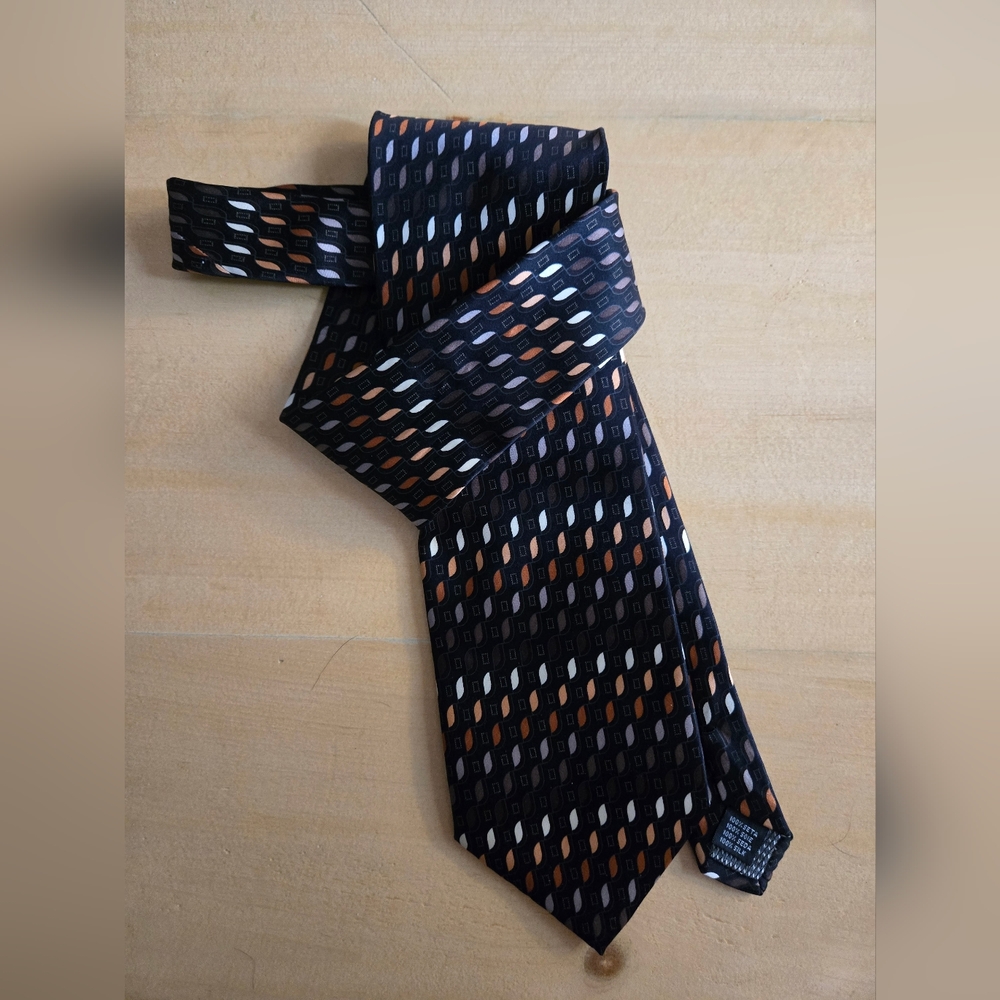 Giorgio Brutini Black Geometric Silk Tie
